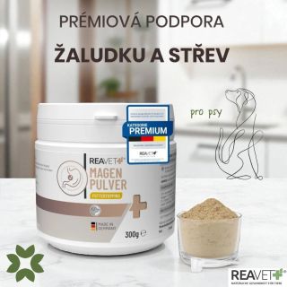 Prémiová podpora ŽALUDKU a STŘEV pro psy od firmy ReaVet 🌱 Prémiový žaludeční prášek pro spokojená psí bříška. Jemná a...